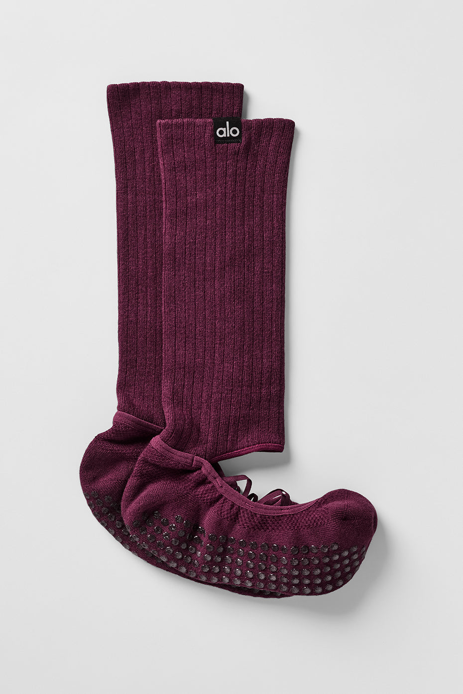 Womens Strappy Siren Grip Sock - Burgundy