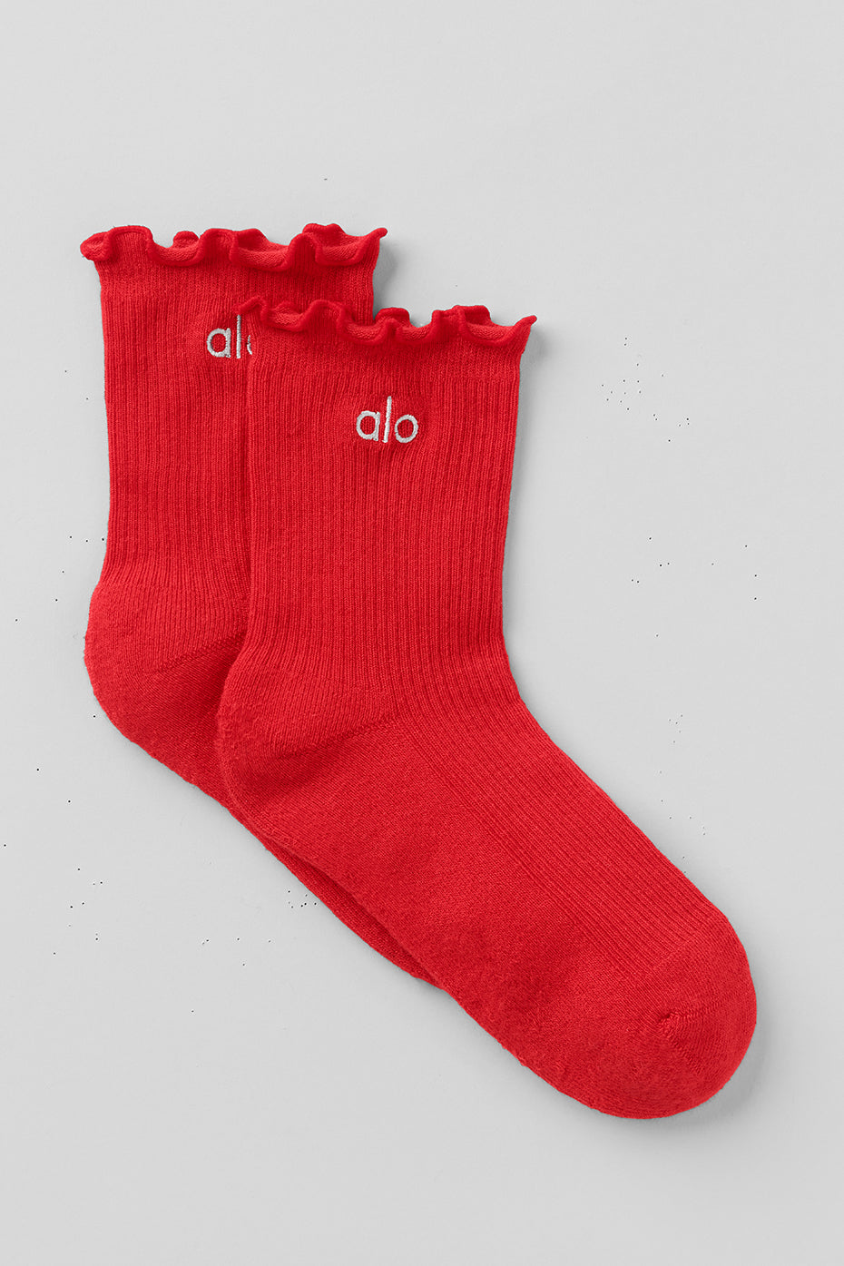 Womens Lettuce Edge Sock - Bright Red