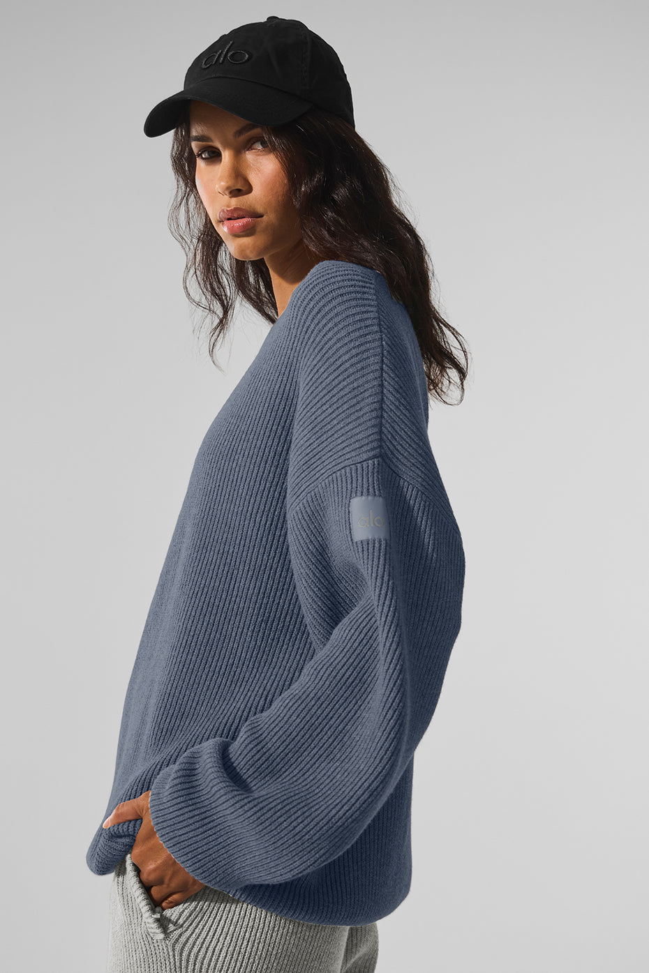 Domain Rib Knit Crew Sweater - Bluestone