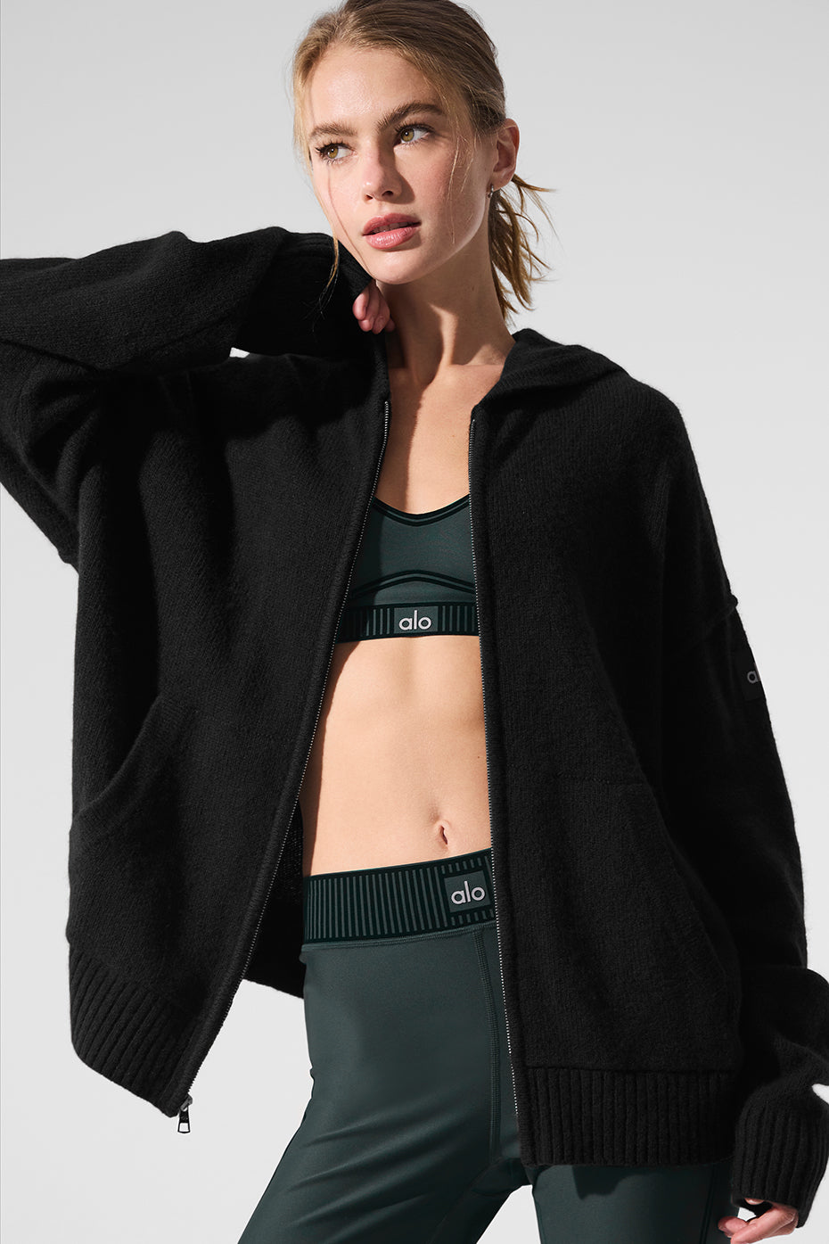 Wool Cashmere New Class Full Zip Hoodie - Black