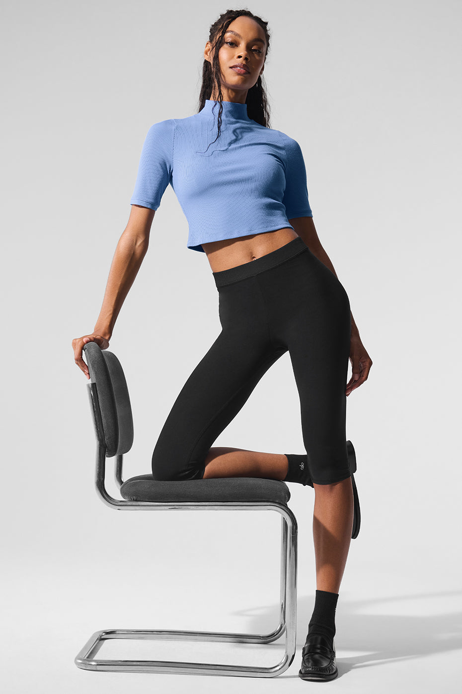 Ribbed Mesh Secret Short Sleeve - Crystal Clear Blue