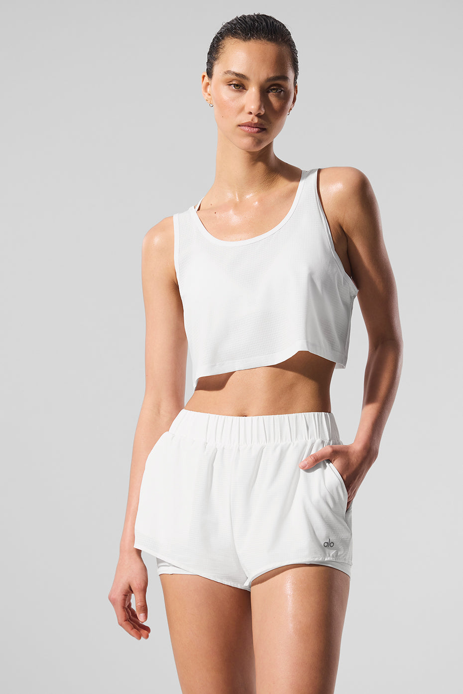 Cropped Sport Star Tank - White