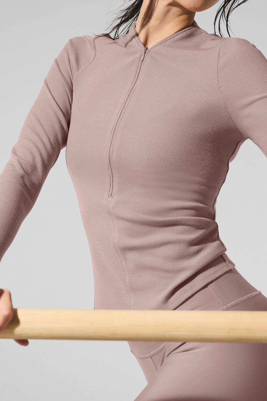 Ribbed Mesmerize Long Sleeve - Taupe