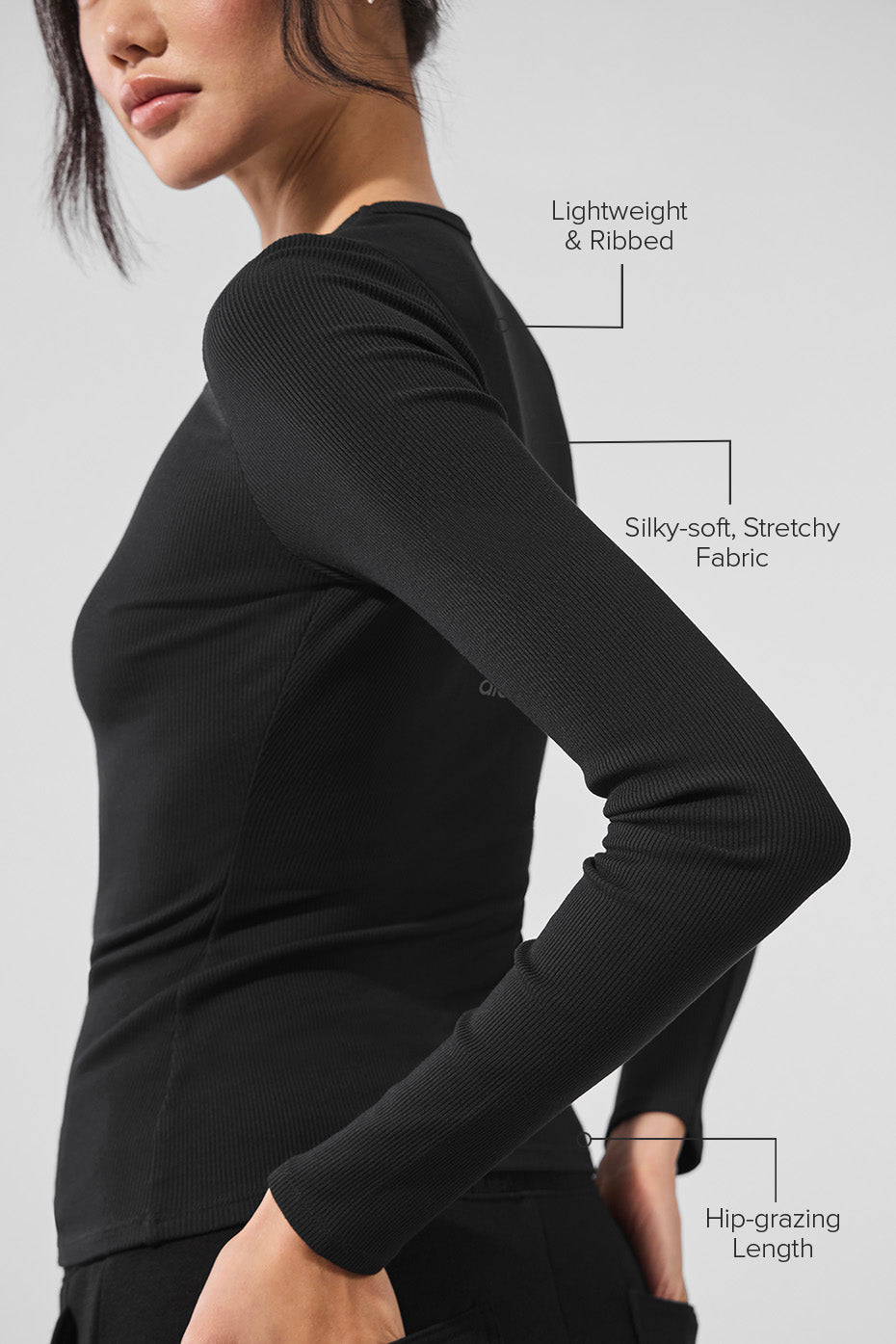 Ribbed Modal Long Sleeve - Black