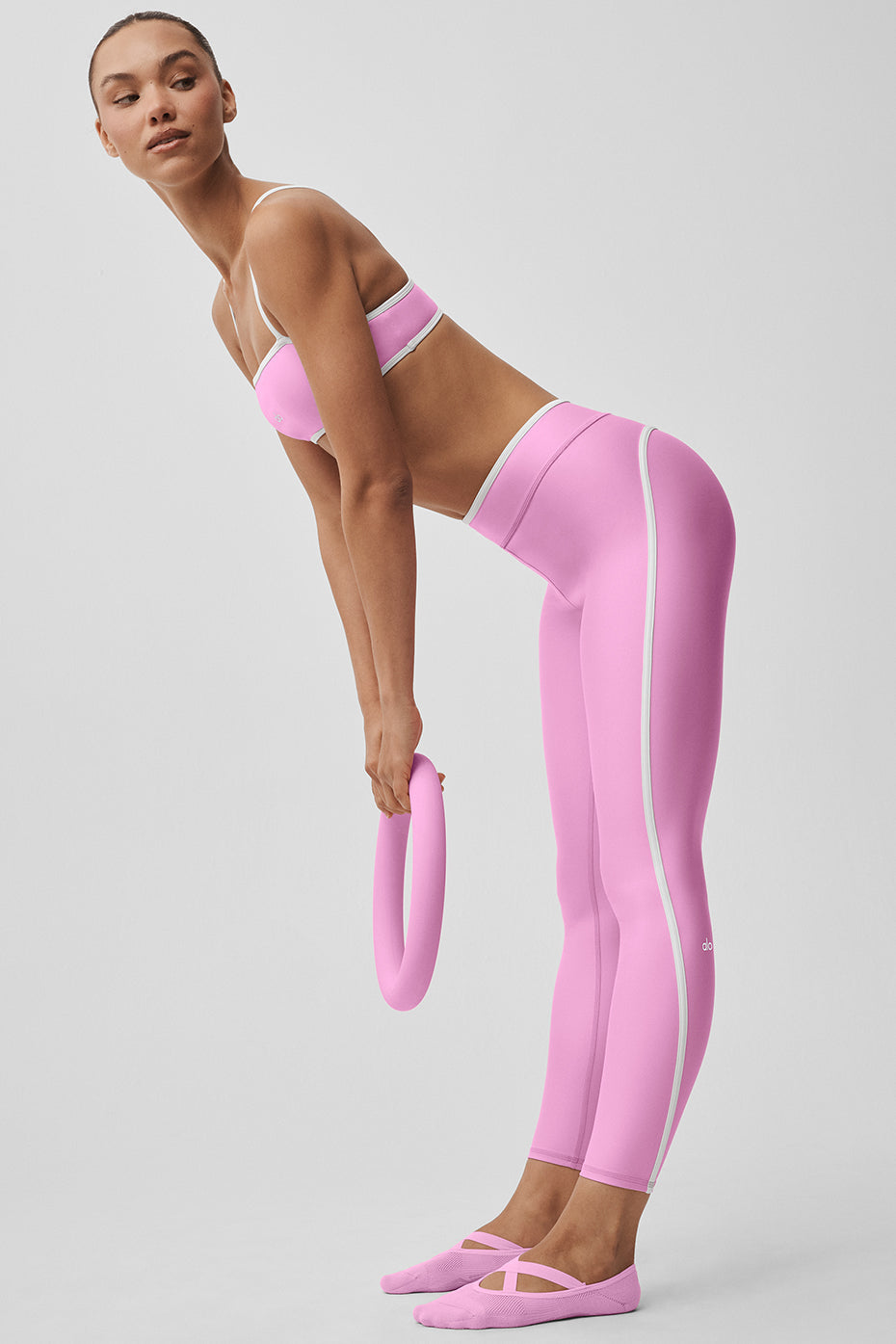 Airlift High Waist Charger 7/8 Legging - Candy Heart Pink/White