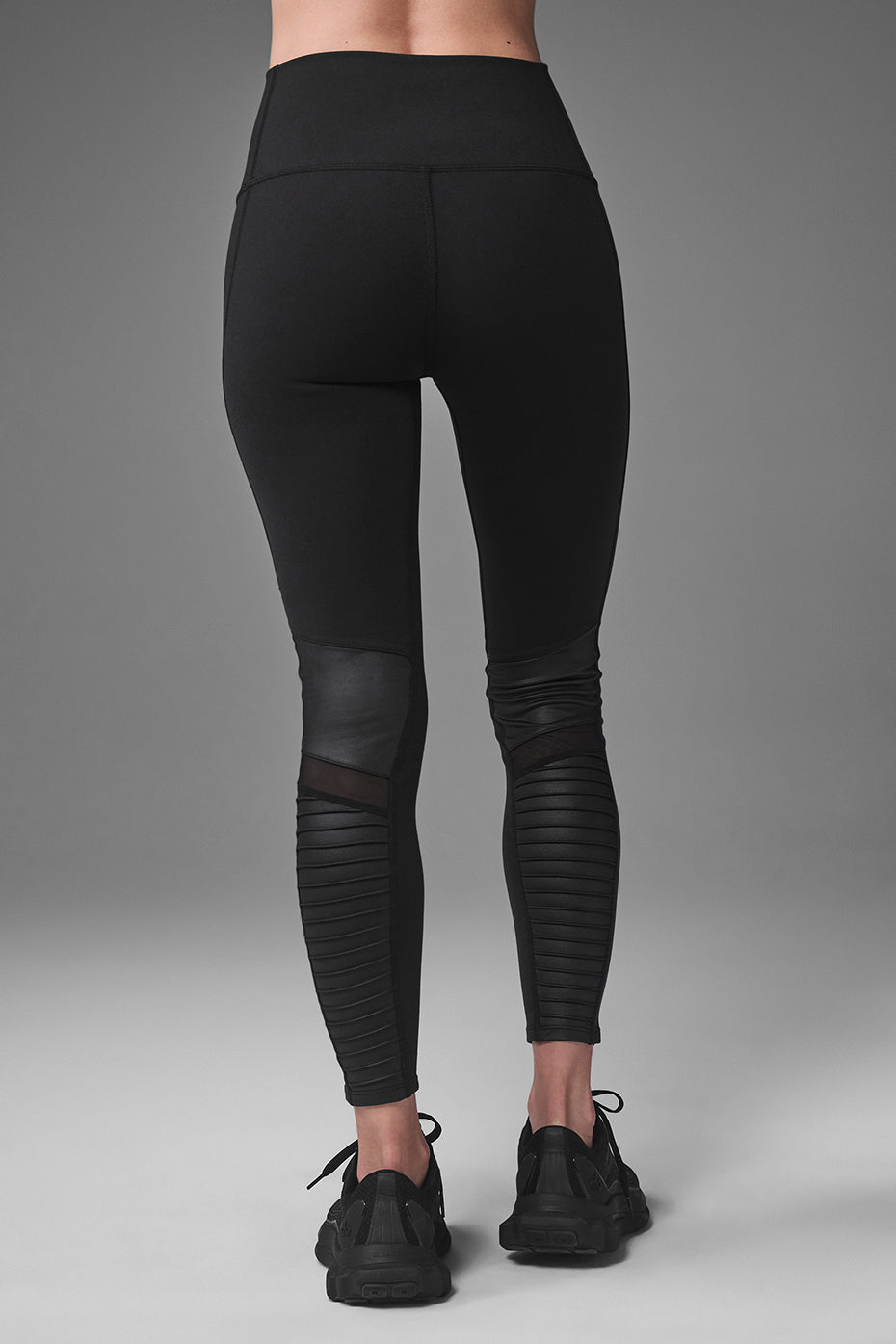 High-Waist Moto Legging - Black/Black Glossy
