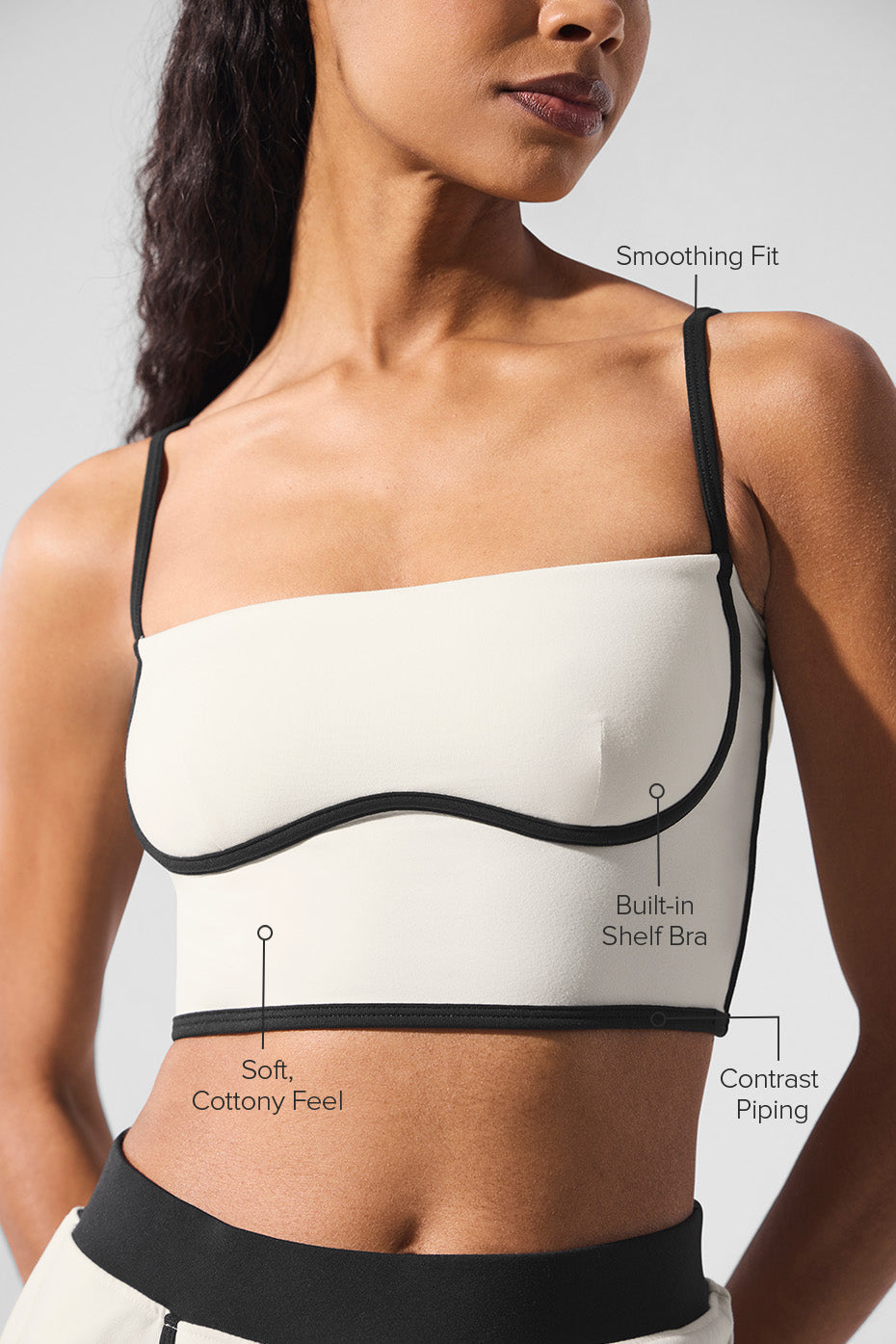 Airbrush Streamlined Bra Tank - Ivory/Black