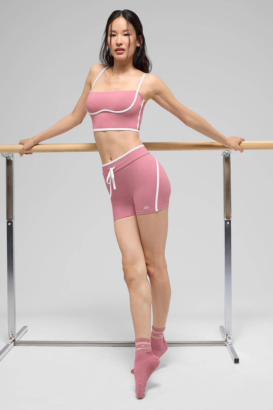 Airbrush Streamlined Bra Tank - Pink Wild Rose/White