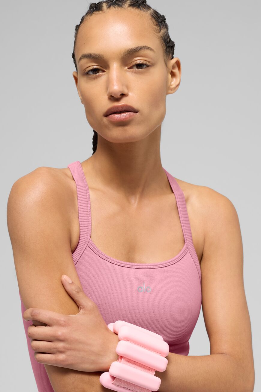 Seamless Ribbed Favorite Full Length Bra Tank - Pink Wild Rose