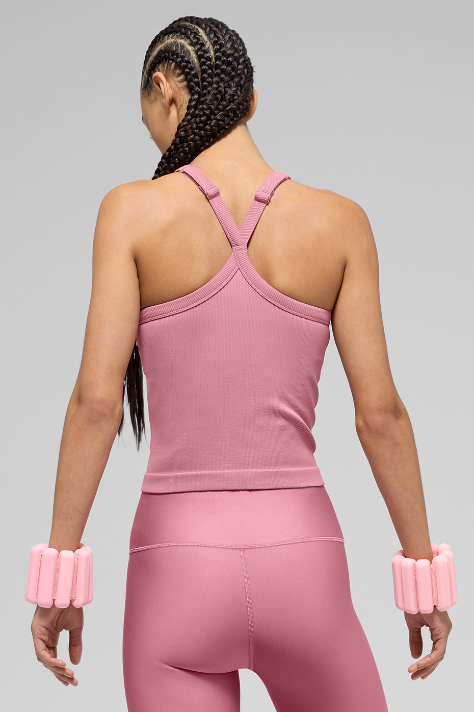 Seamless Ribbed Favorite Full Length Bra Tank - Pink Wild Rose