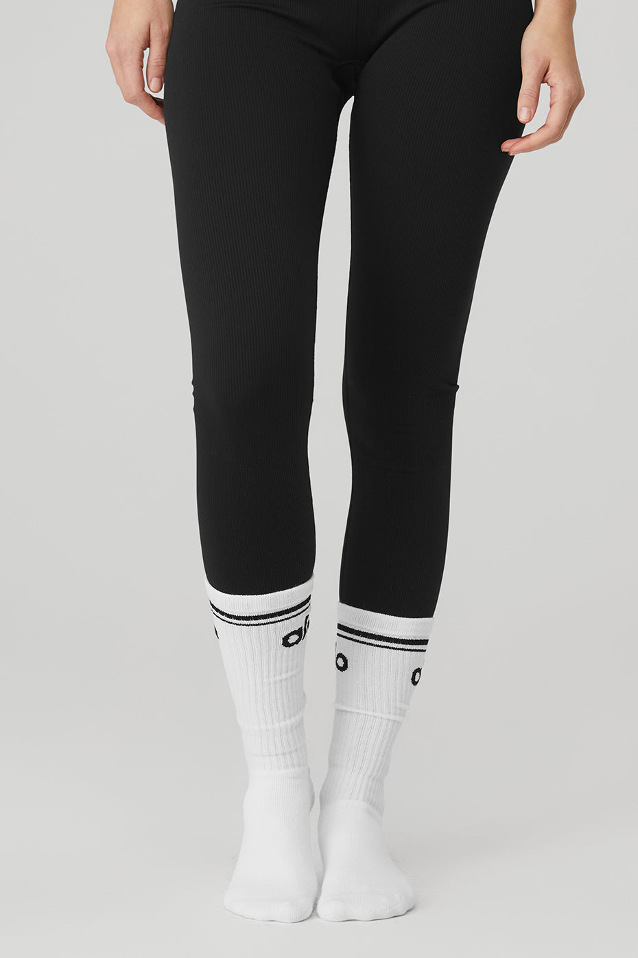 Womens Throwback Barre Sock - White/Black
