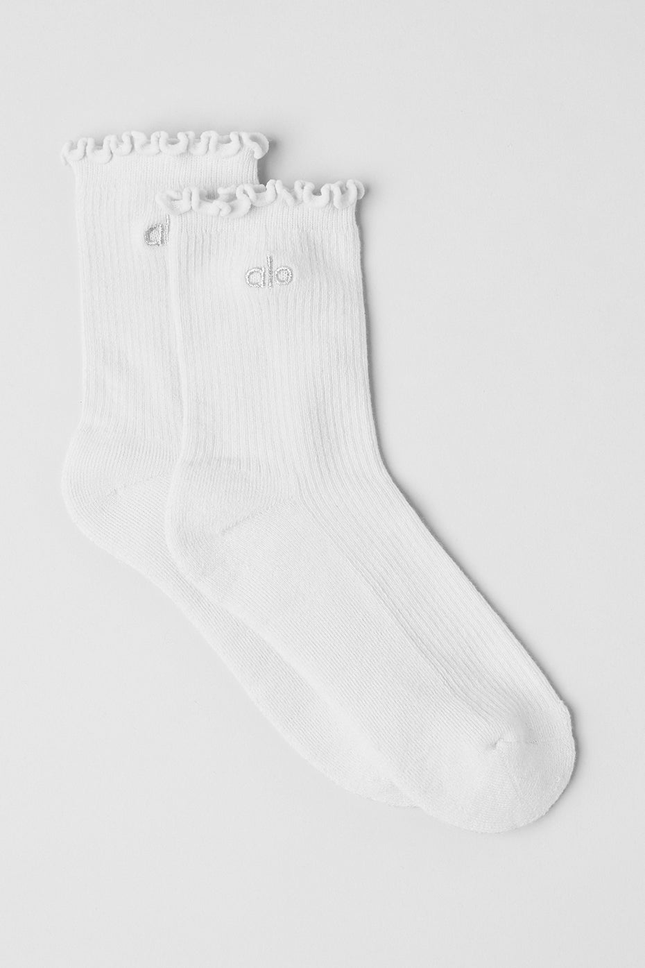 Womens Lettuce Edge Sock - White