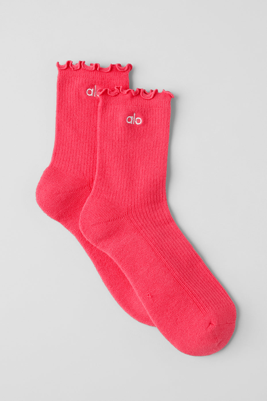 Womens Lettuce Edge Sock - Candy Red