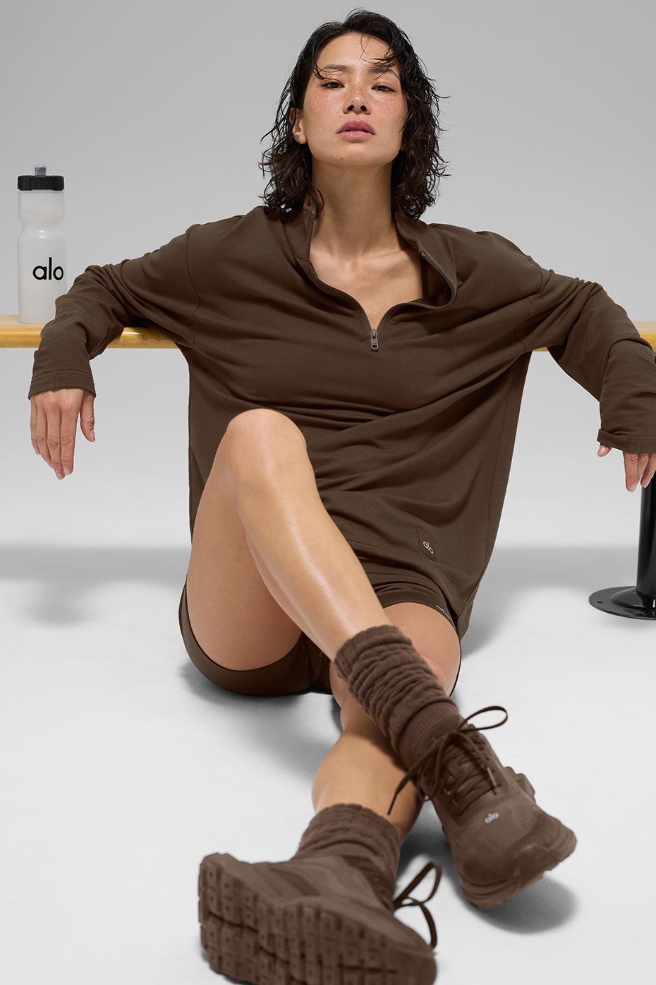 Double Take Long Sleeve 1/4 Zip - Espresso