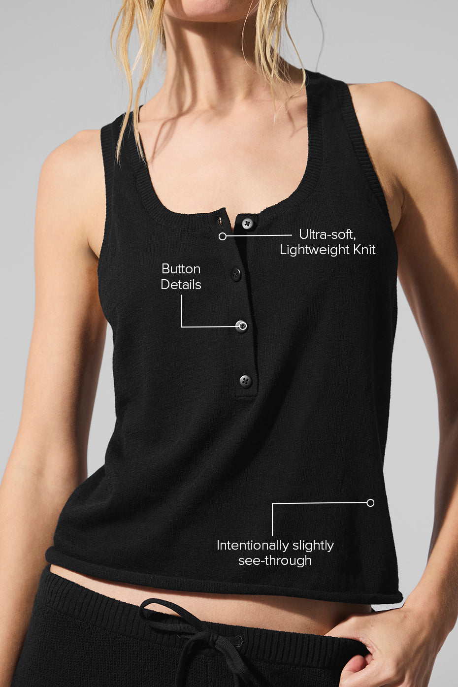 Supernatural Sweater Henley Tank - Black