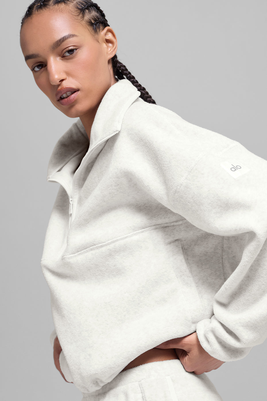 Polar Fleece Retreat Cover Up - White Heather Grey