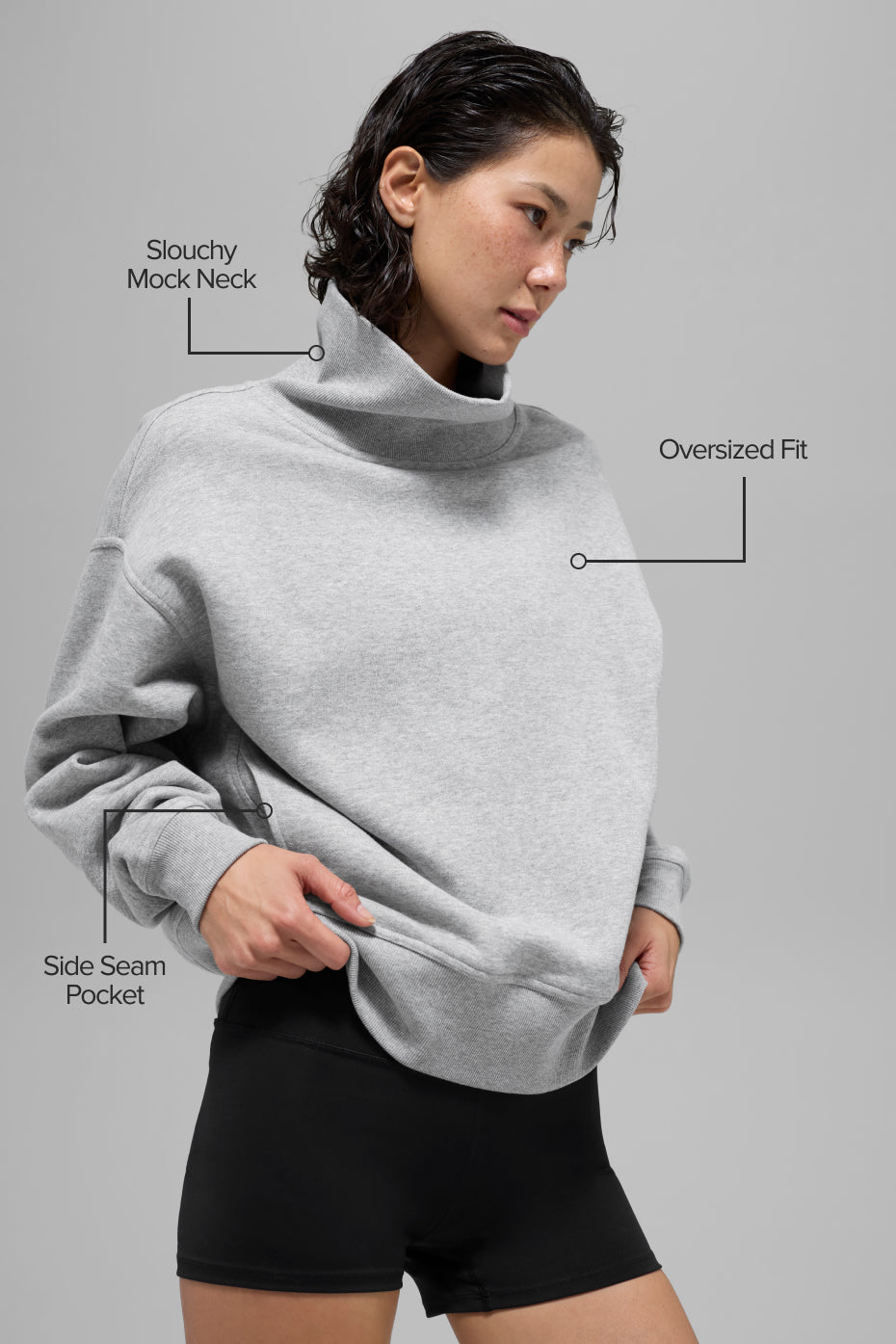 Hazy Mock Neck Pullover - Athletic Heather Grey