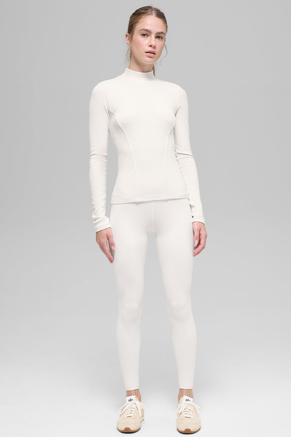 Ribbed Mesmerize Mock Neck Long Sleeve - Ivory