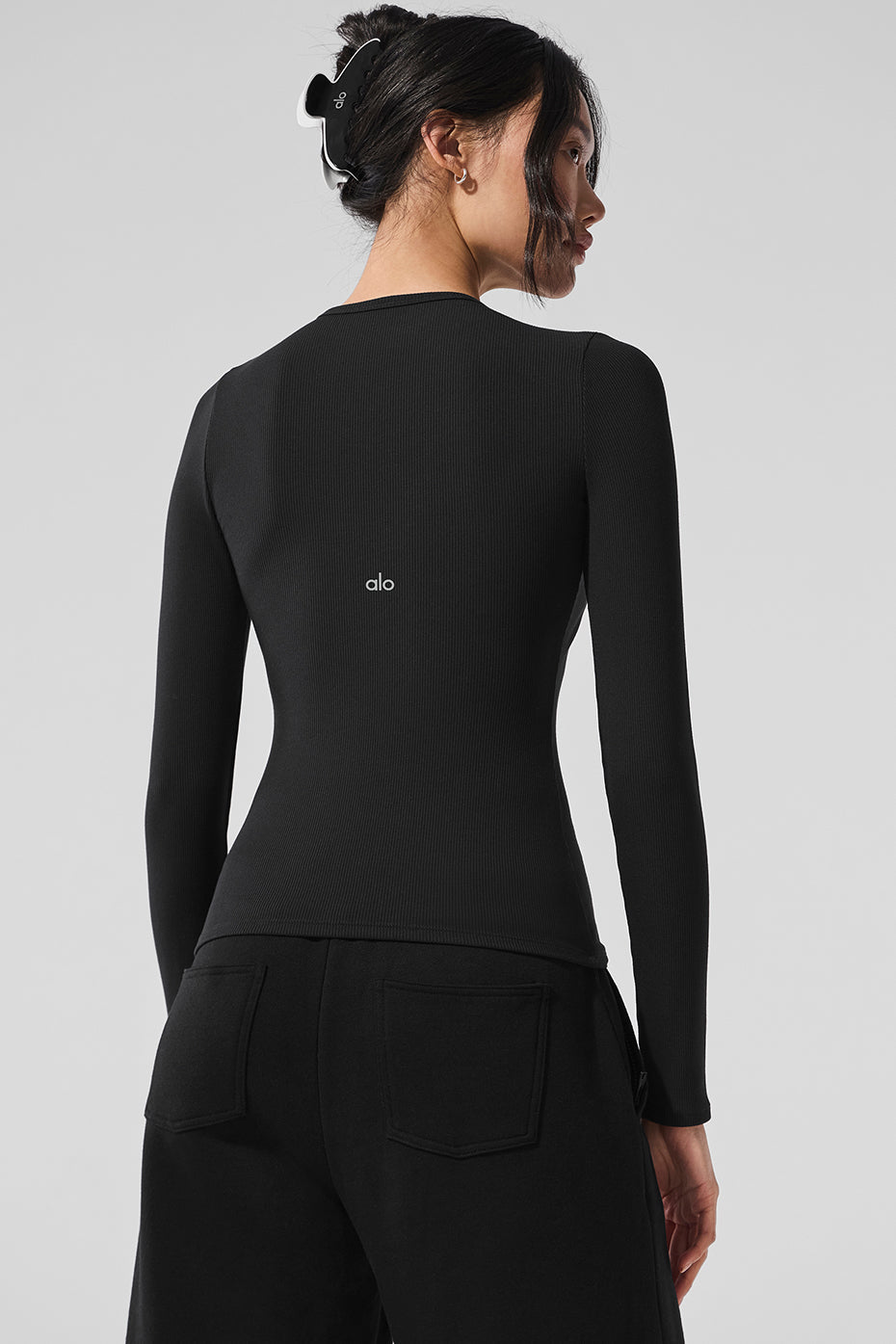 Ribbed Modal Long Sleeve - Black