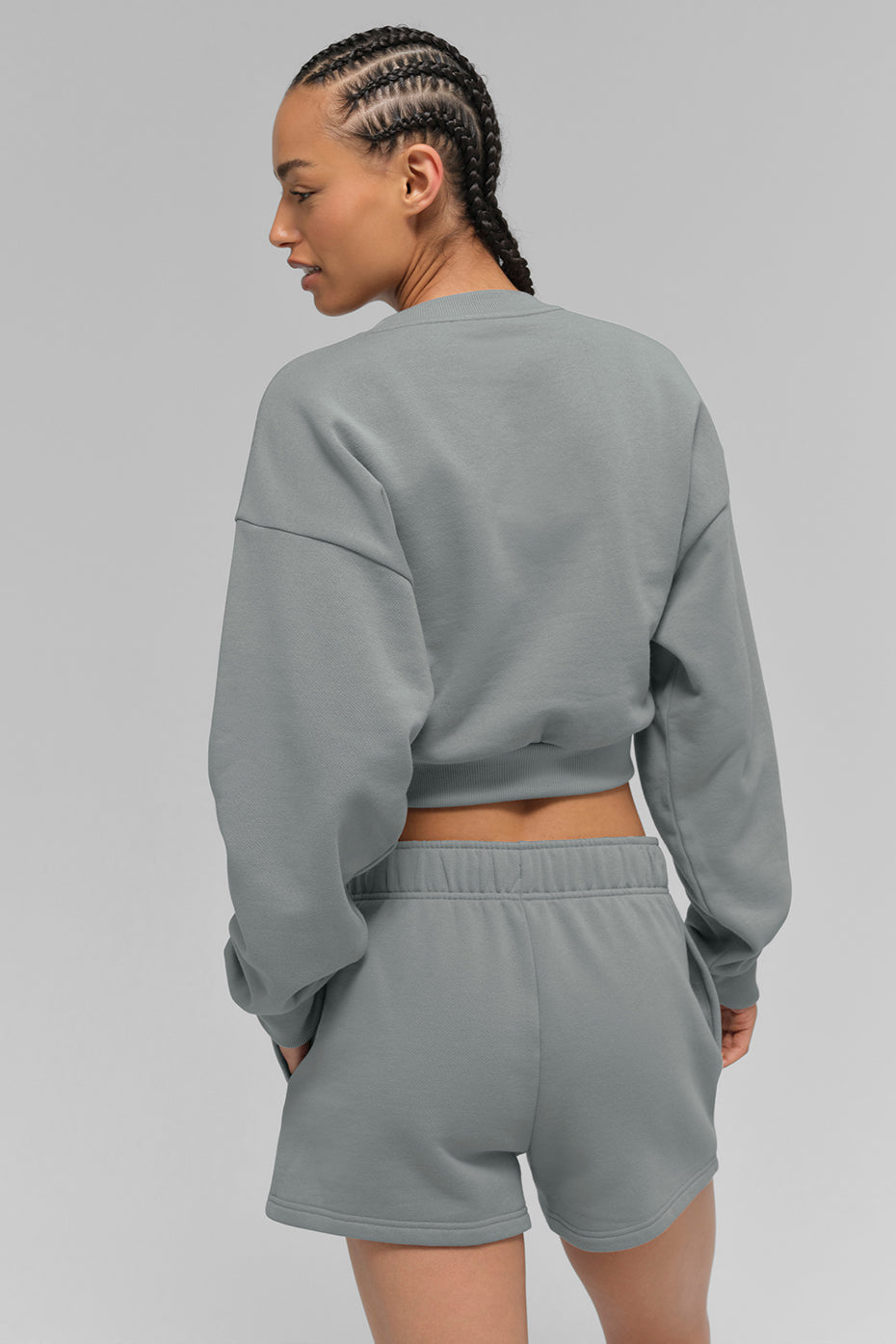 Cropped Accolade Crewneck - Lunar Grey