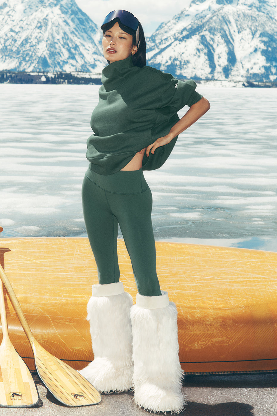 Airbrush Winter Warm High-Waist Nocturne Legging - Clover Green