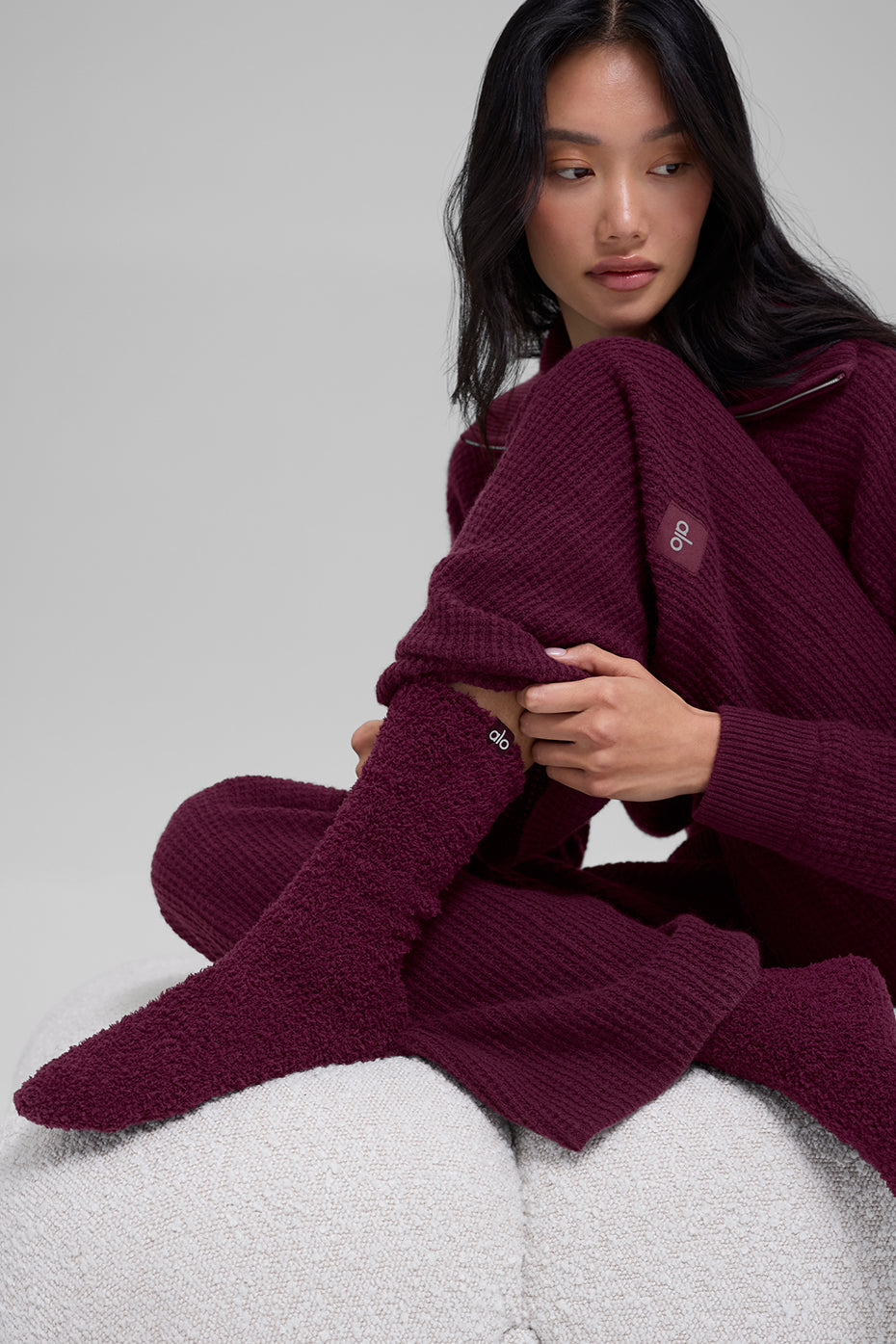 Womens Plush Lush Sock - Burgundy