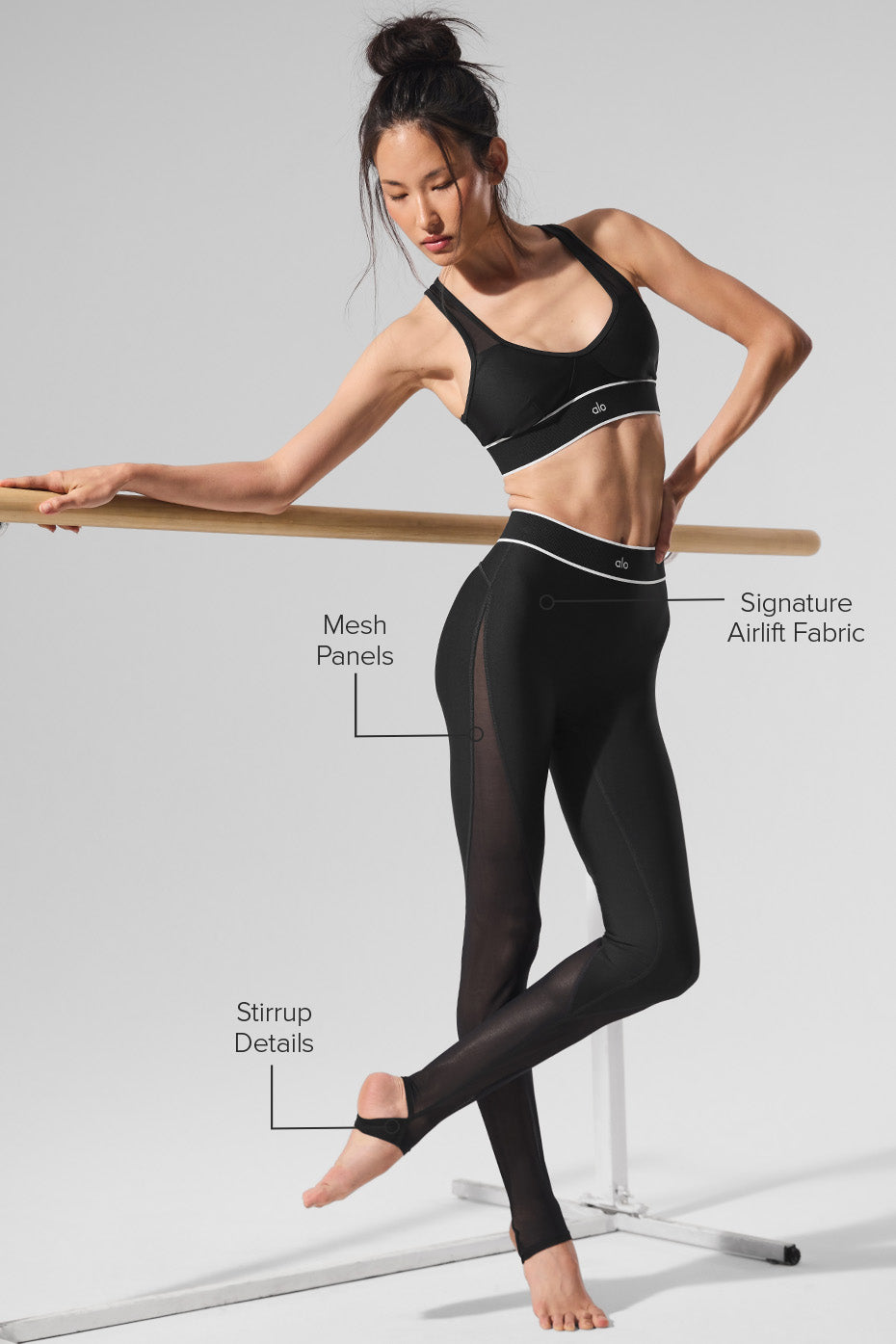 Airlift Mesh High-Waist Darling Stirrup Legging - Black