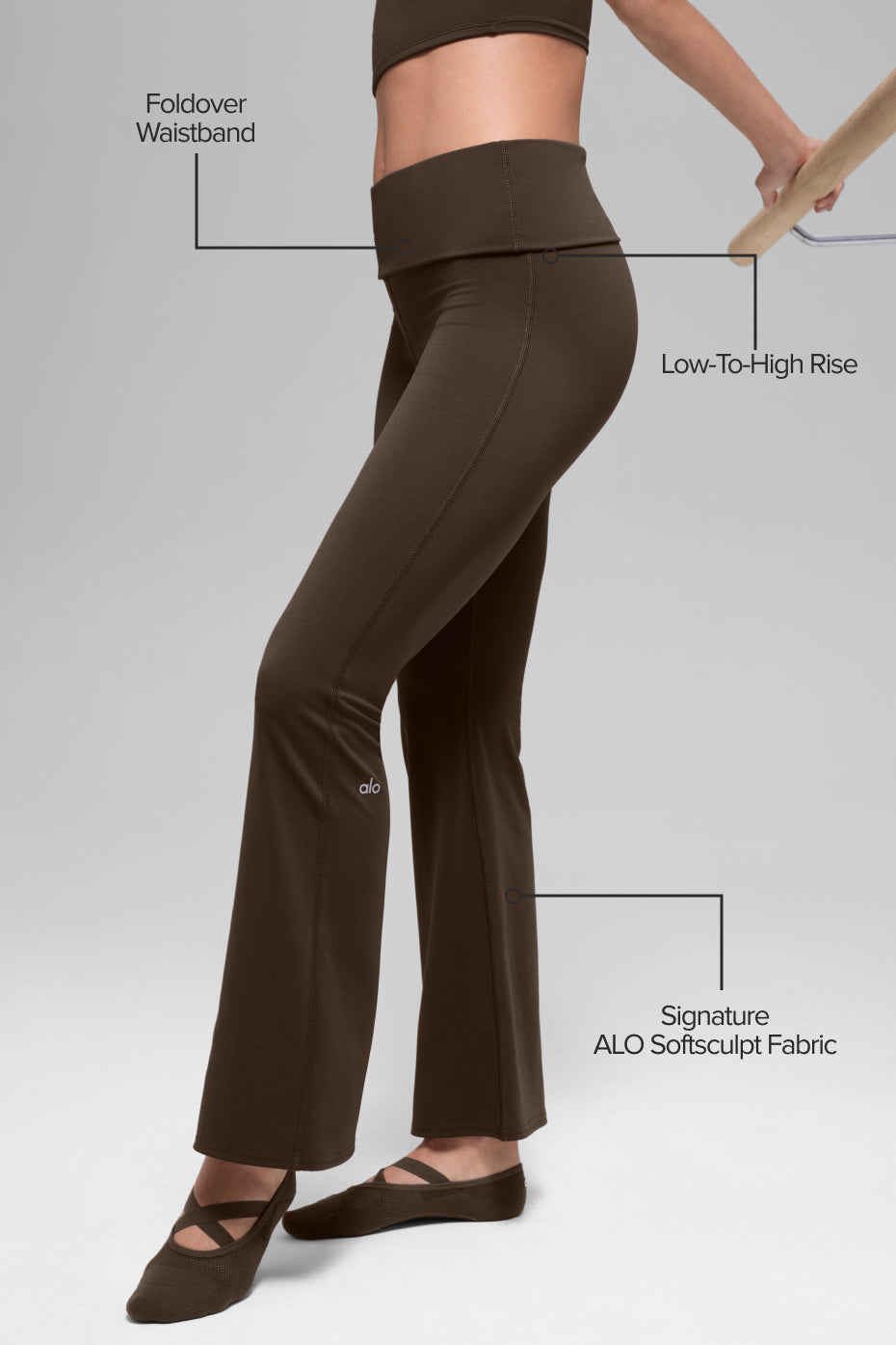 ALO Softsculpt 7/8 Foldover Flare Legging - Espresso