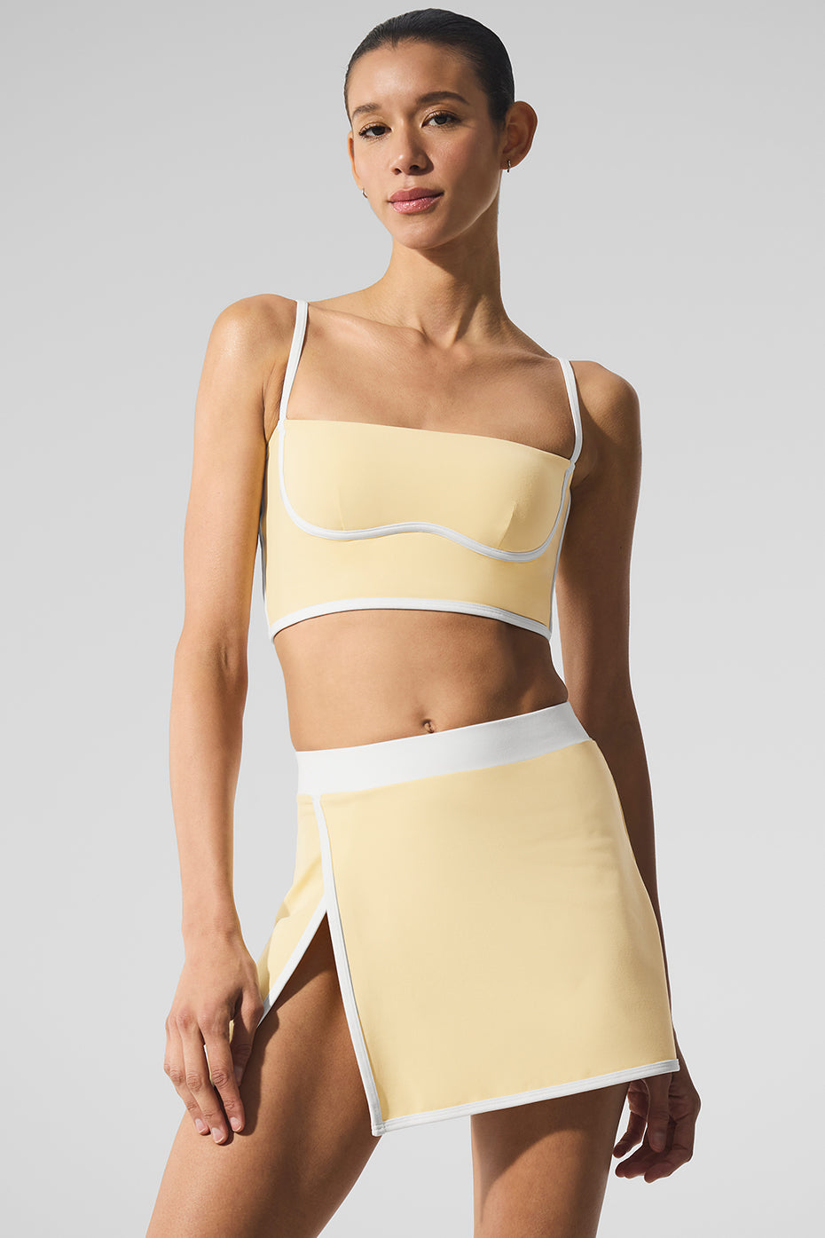 Airbrush Streamlined Bra Tank - Warm Butter/White
